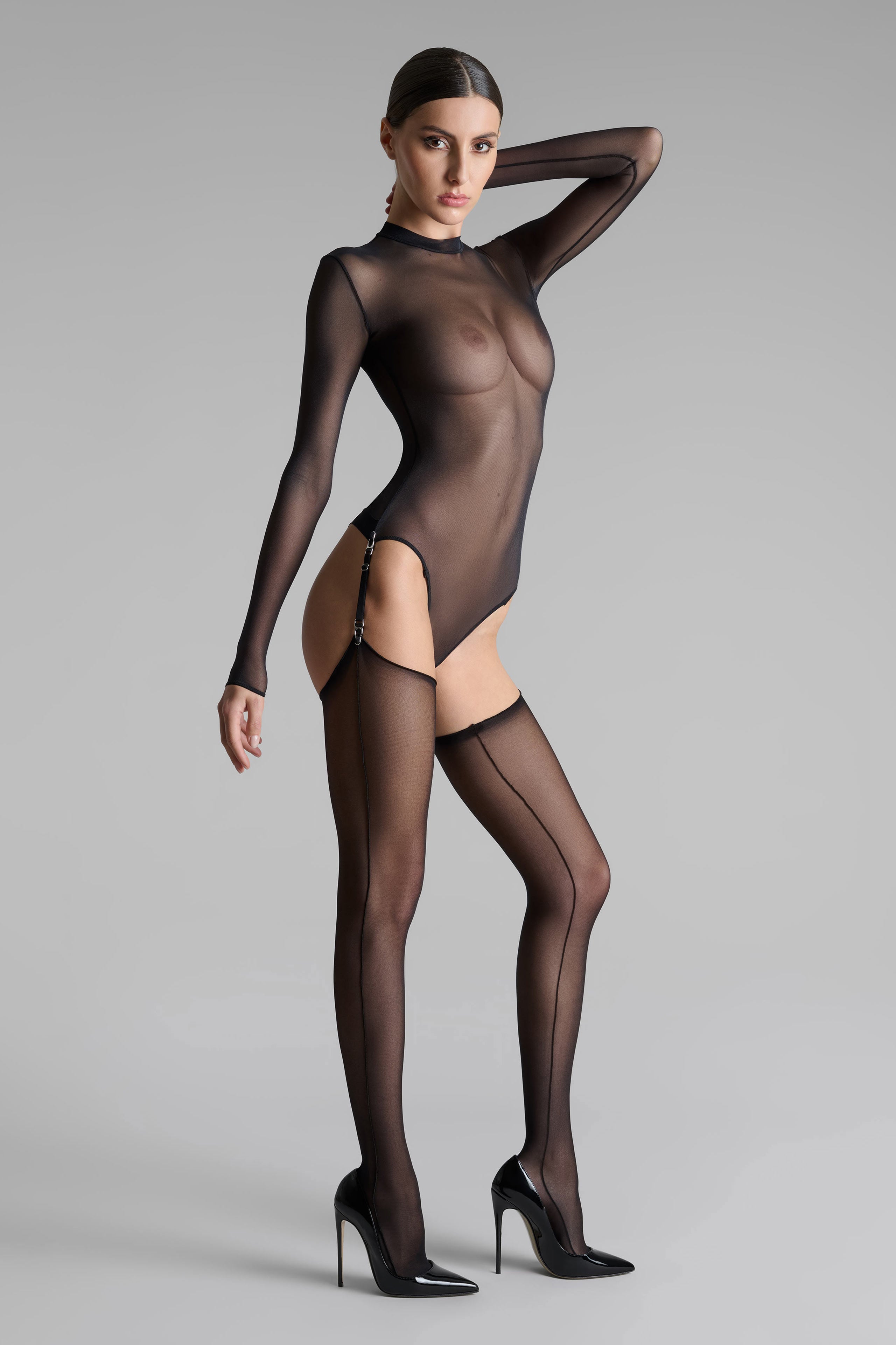 Double seamed cut and curled stockings - 20D - LEGWEAR