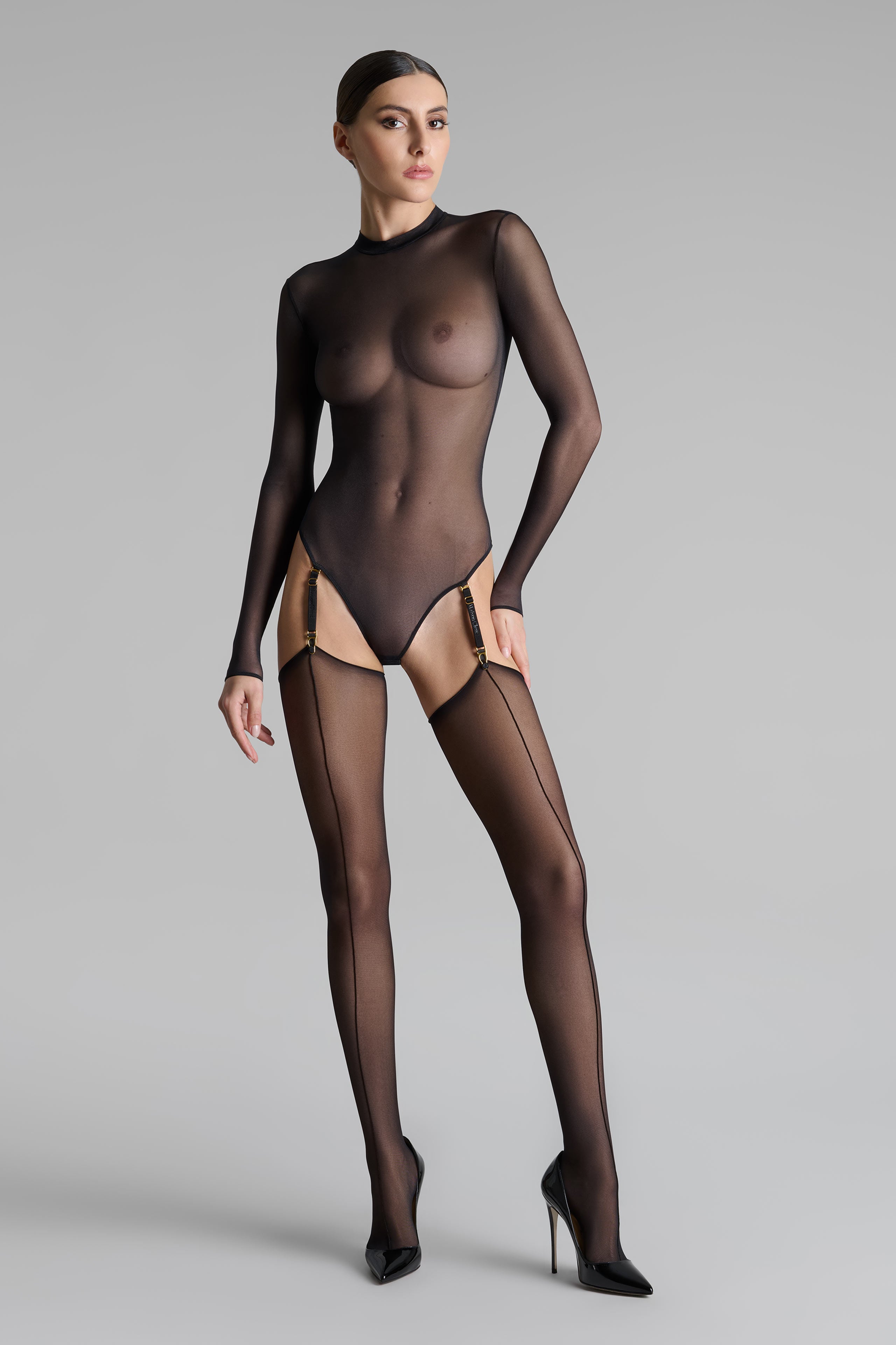 Cut and curled double seamed stockings - 20D - LEGWEAR