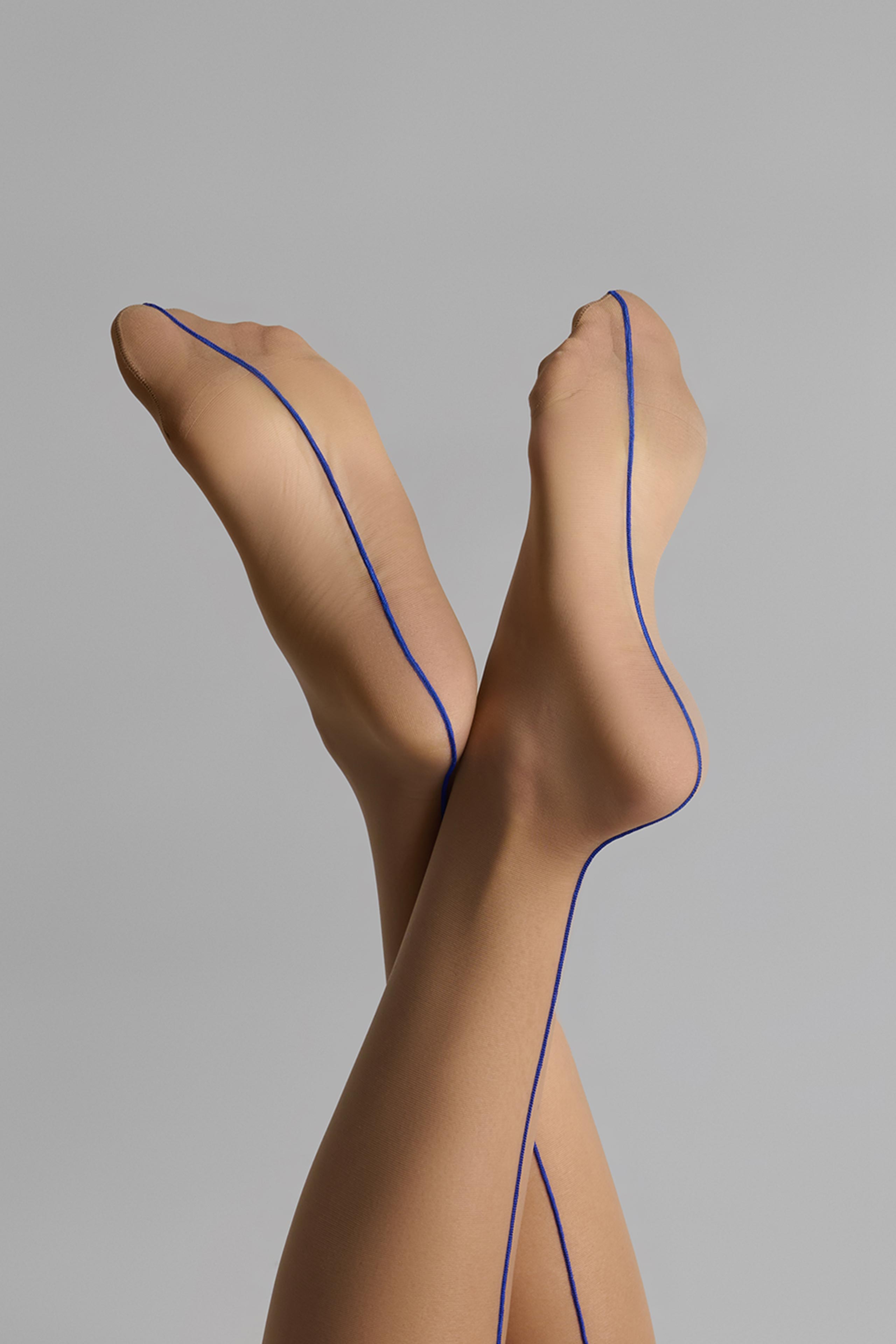 Cut and curled back seamed stockings - 20D - LEGWEAR
