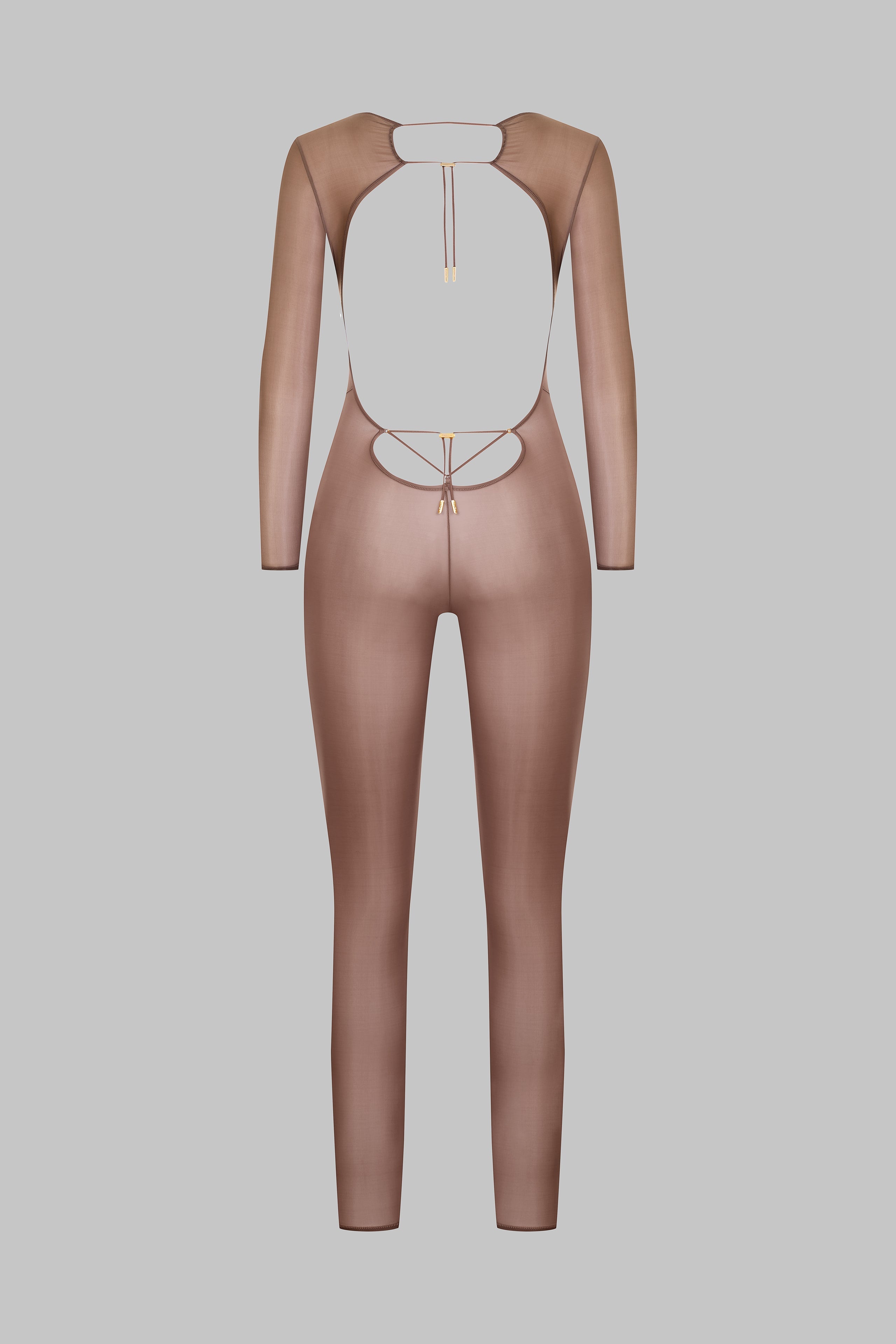 Open Back Long Sleeve Jumpsuit - French Kiss Light