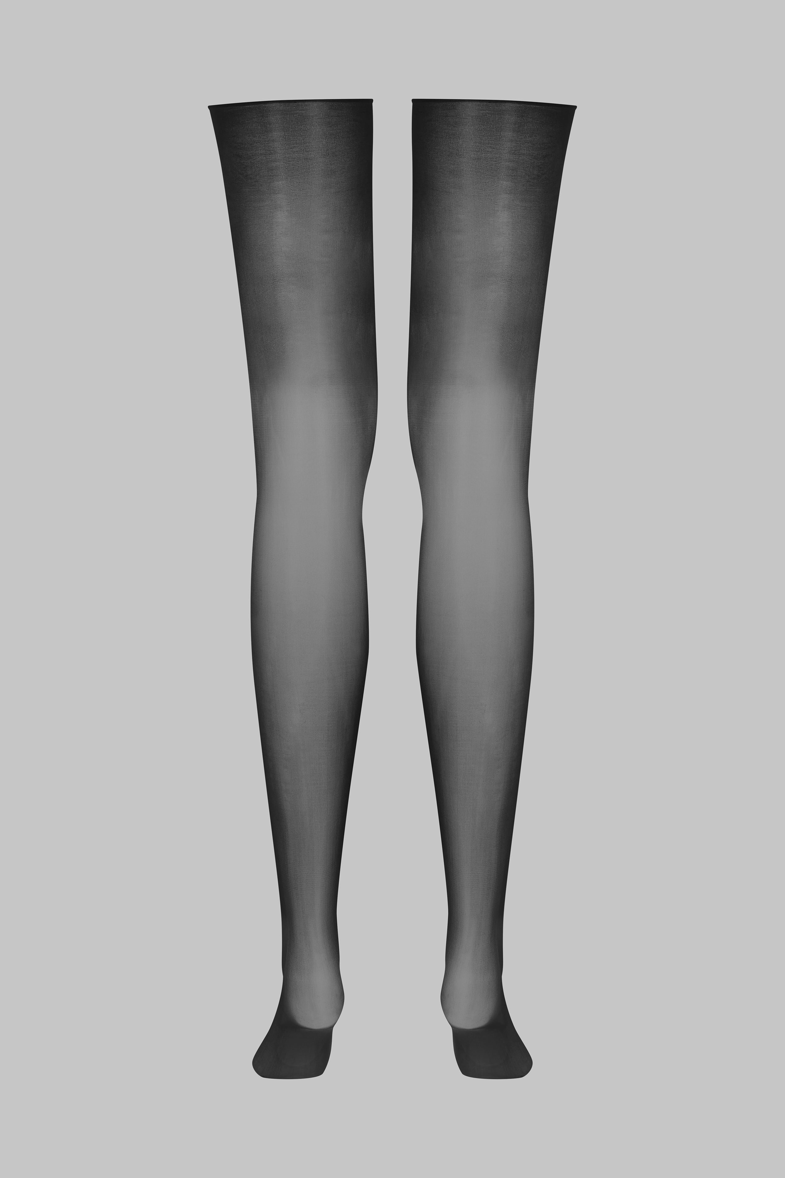 Glossy cut and curled stockings 20D - Black - LEGWEAR