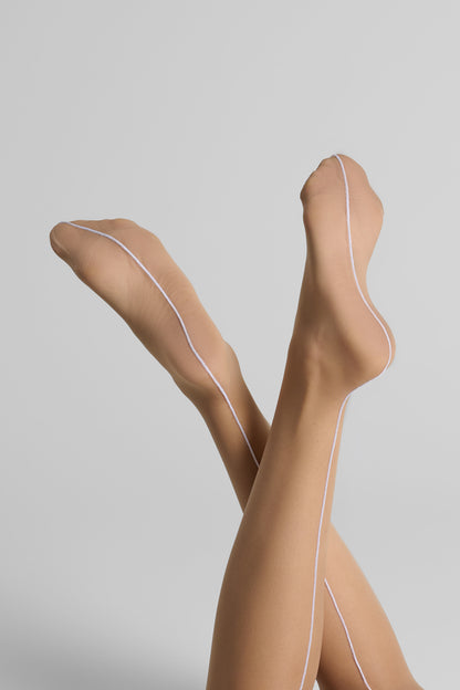 Cut and curled back seamed stockings - 20D - LEGWEAR