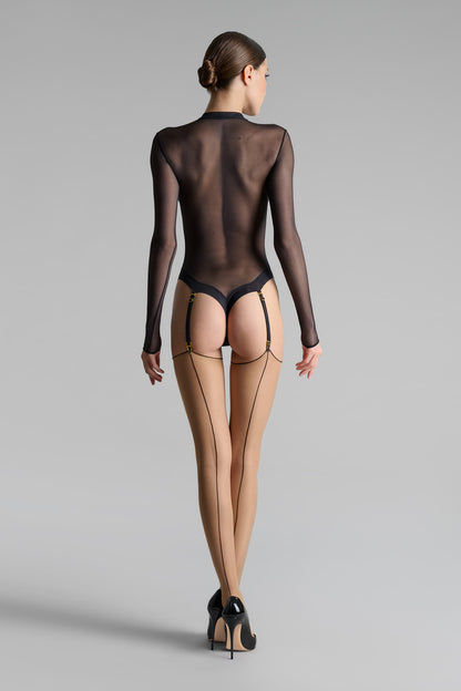 Cut and curled back seamed stockings - 20D - LEGWEAR