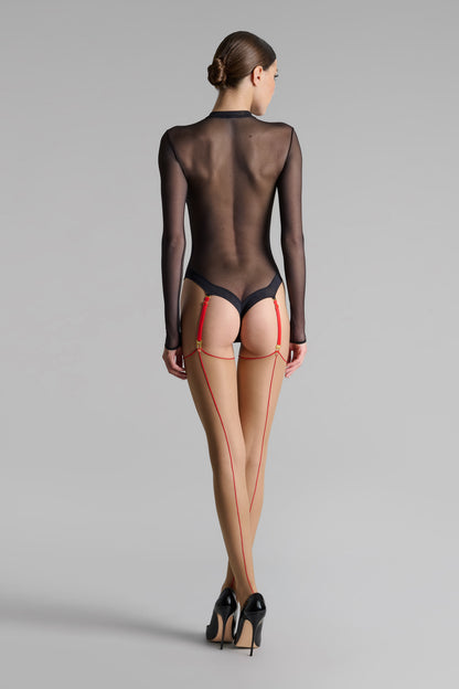 Cut and curled back seamed stockings - 20D - LEGWEAR