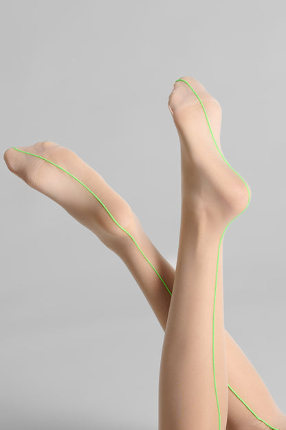 Cut and curled neon seamed stockings - 20D - LEGWEAR