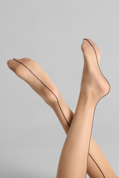 Cut and curled back seamed stockings - 20D - LEGWEAR