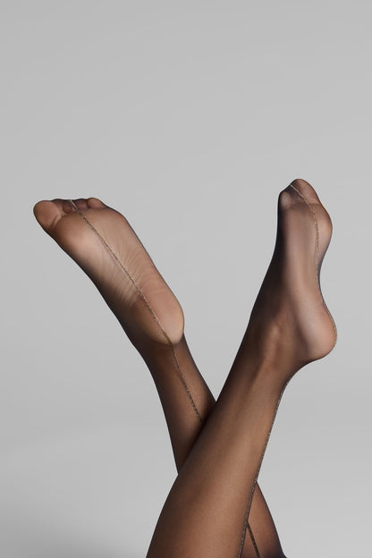 Cut and curled lurex back seamed stockings 20D - Black/Gold - LEGWEAR