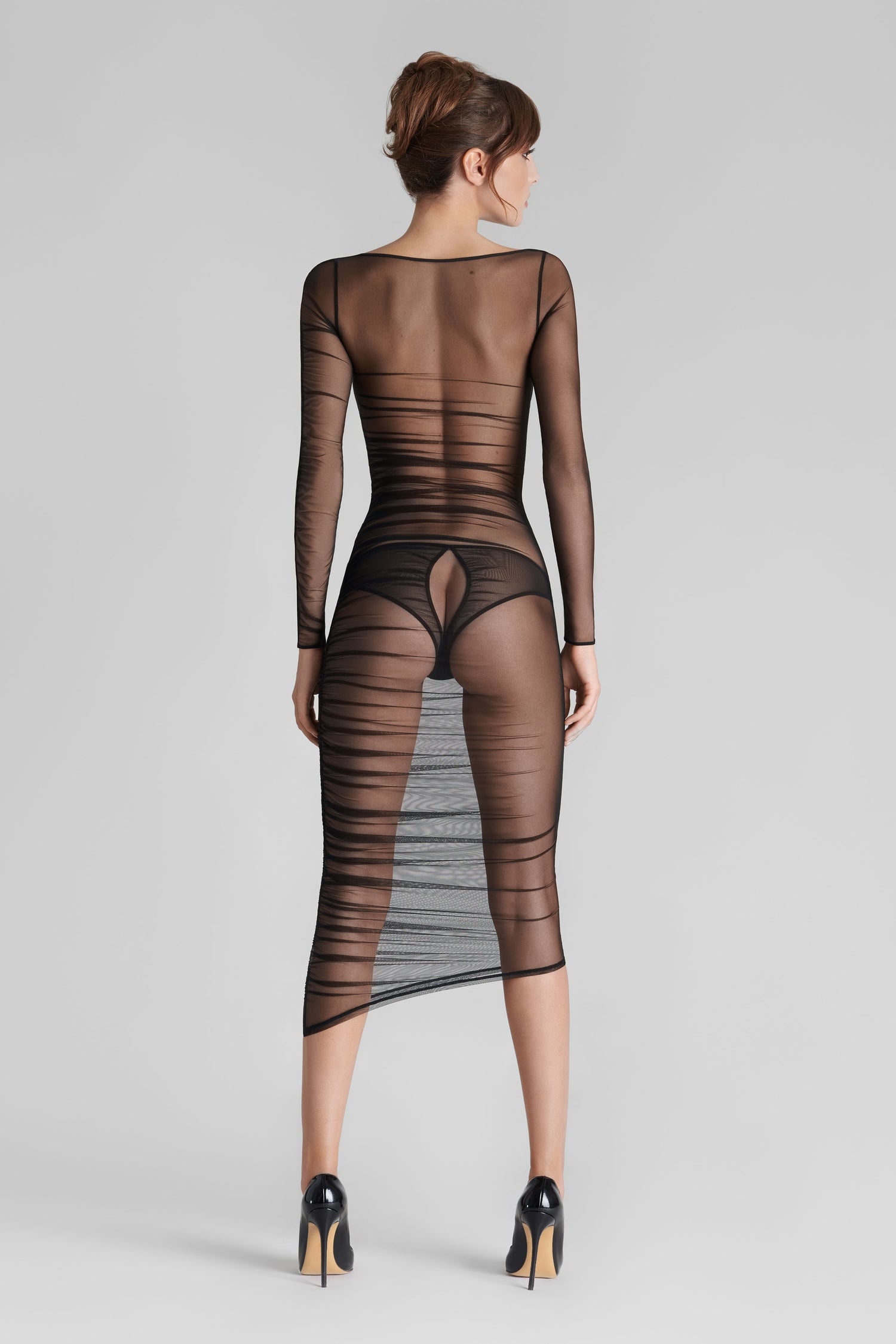 Long sleeves midi dress - Nuit Fauve