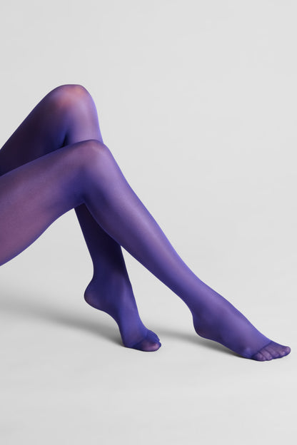Cut and curled stockings 40D - Purple - LEGWEAR