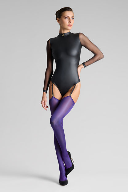 Cut and curled stockings 40D - Purple - LEGWEAR