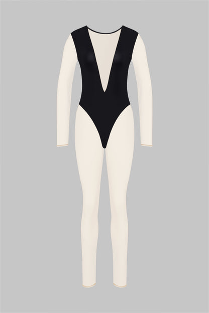 V-Neck Long Sleeve Jumpsuit - Pure Tentation