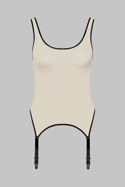 Strappy Bodysuit with Garters - Pure Tentation