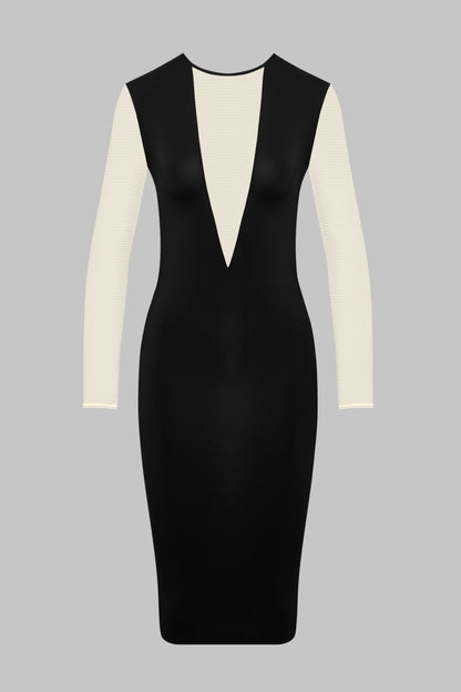 Midi Long Sleeve V-Neck Dress - Pure Tentation