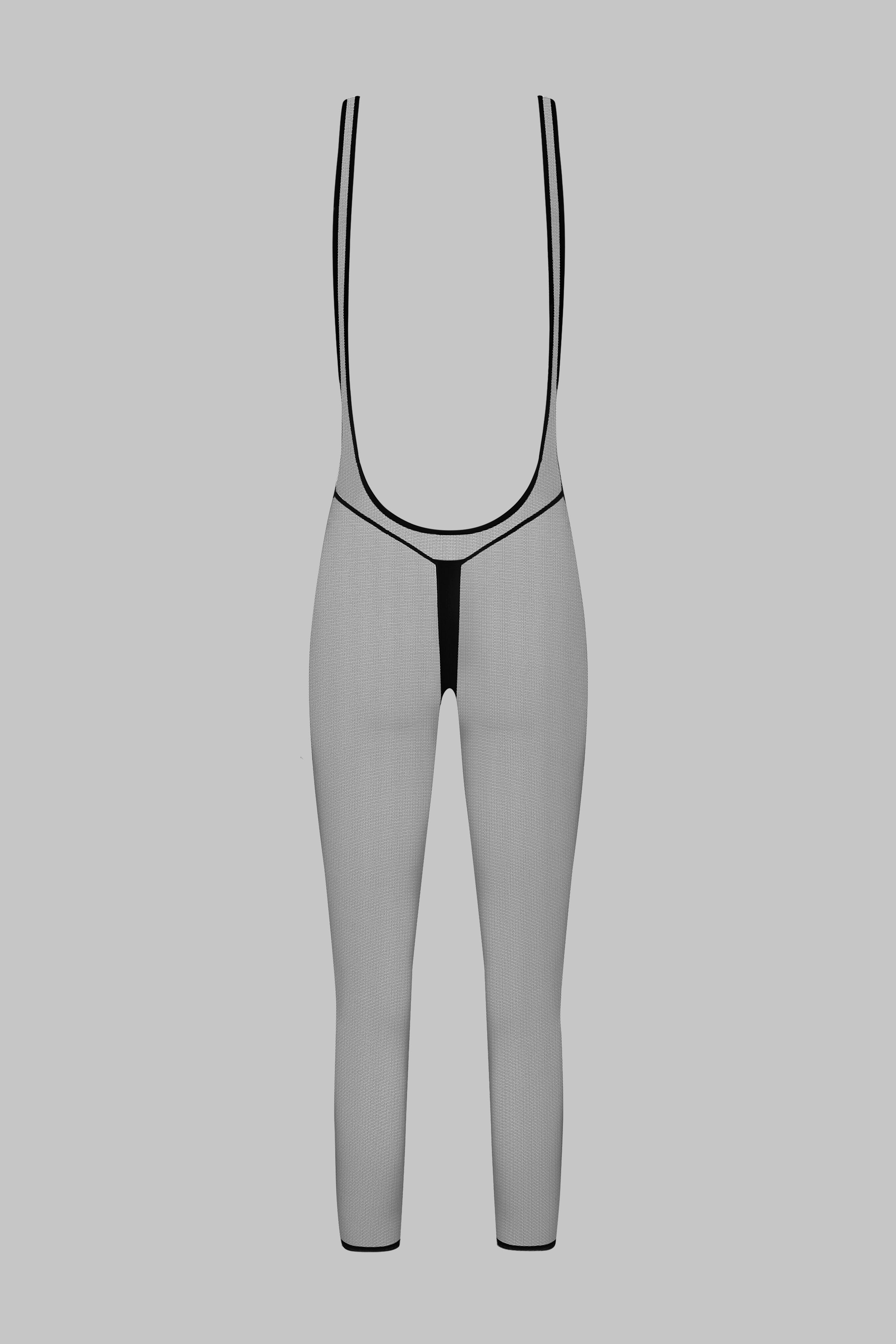 Openable Strap Catsuit Black - Pure Tentation