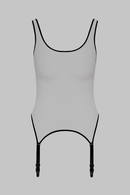 Strappy Bodysuit with Garters - Pure Tentation