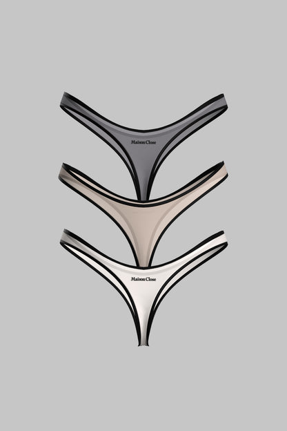Set of 3 High-cut Thongs - La Parisienne