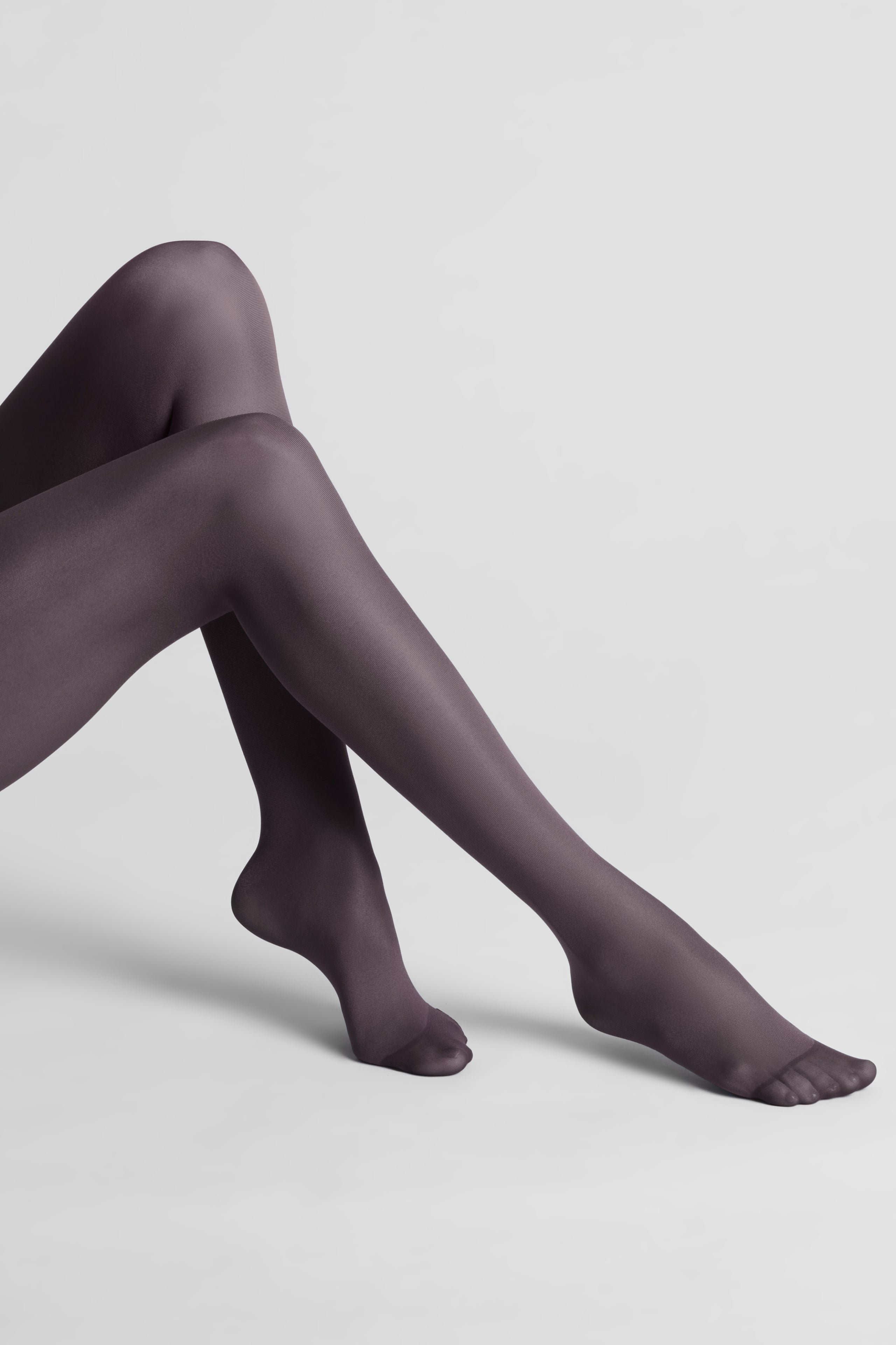 Cut and Curled Stockings 40D - Brown - LEGWEAR