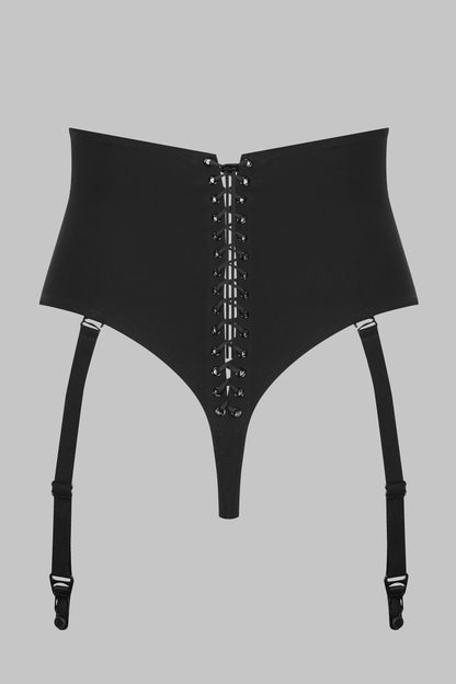 High waist tanga with suspenders - Nuit Infinie