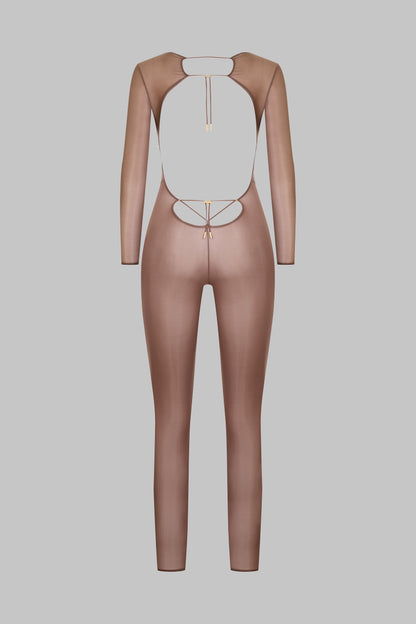 Open Back Long Sleeve Jumpsuit - French Kiss Light