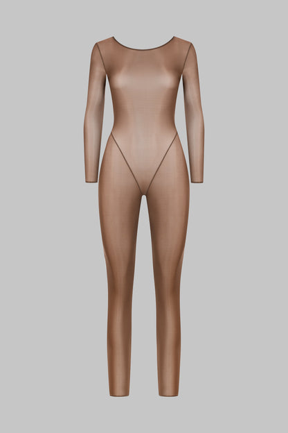 Open Back Long Sleeve Jumpsuit - French Kiss Light