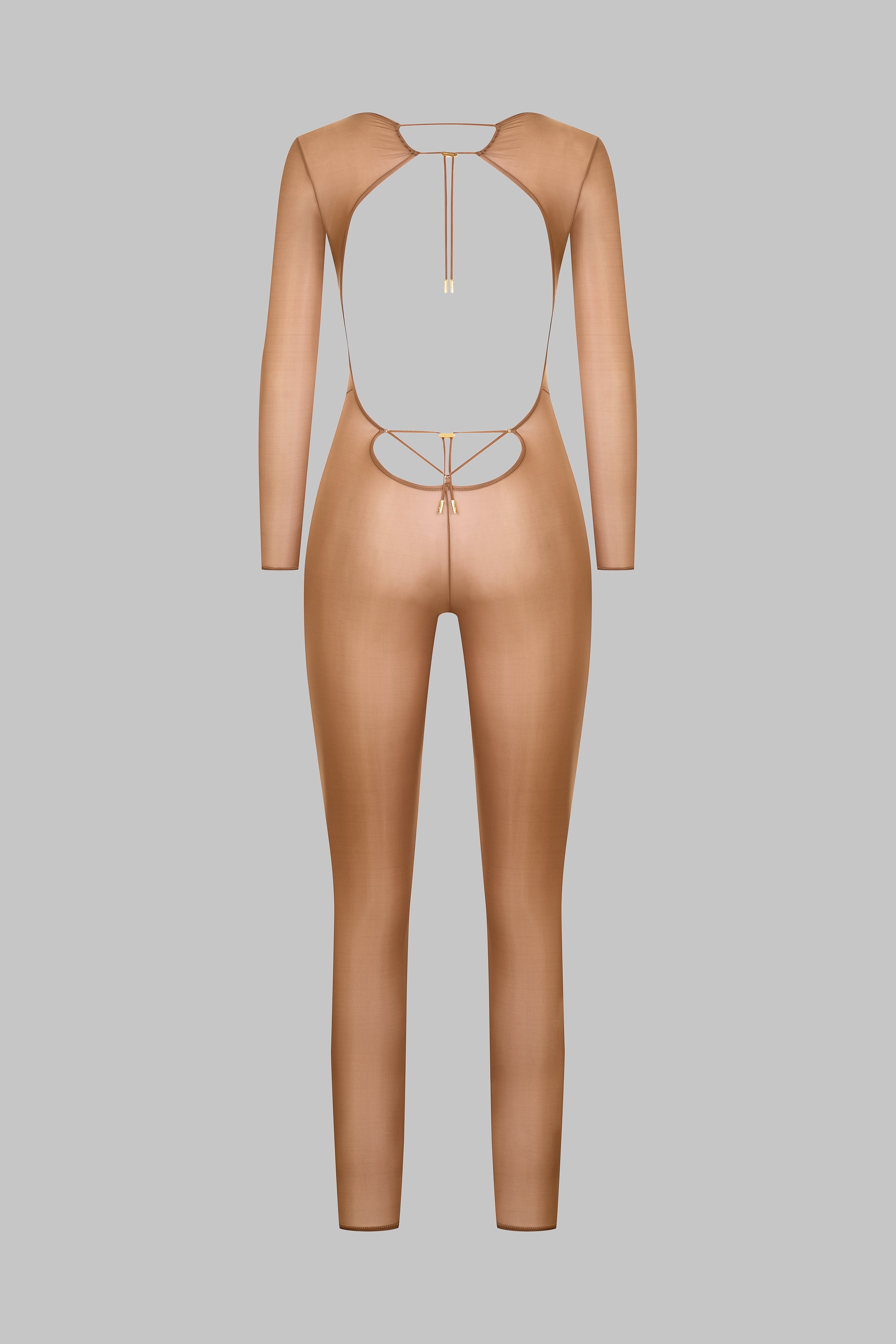 Open Back Long Sleeve Jumpsuit - French Kiss Light