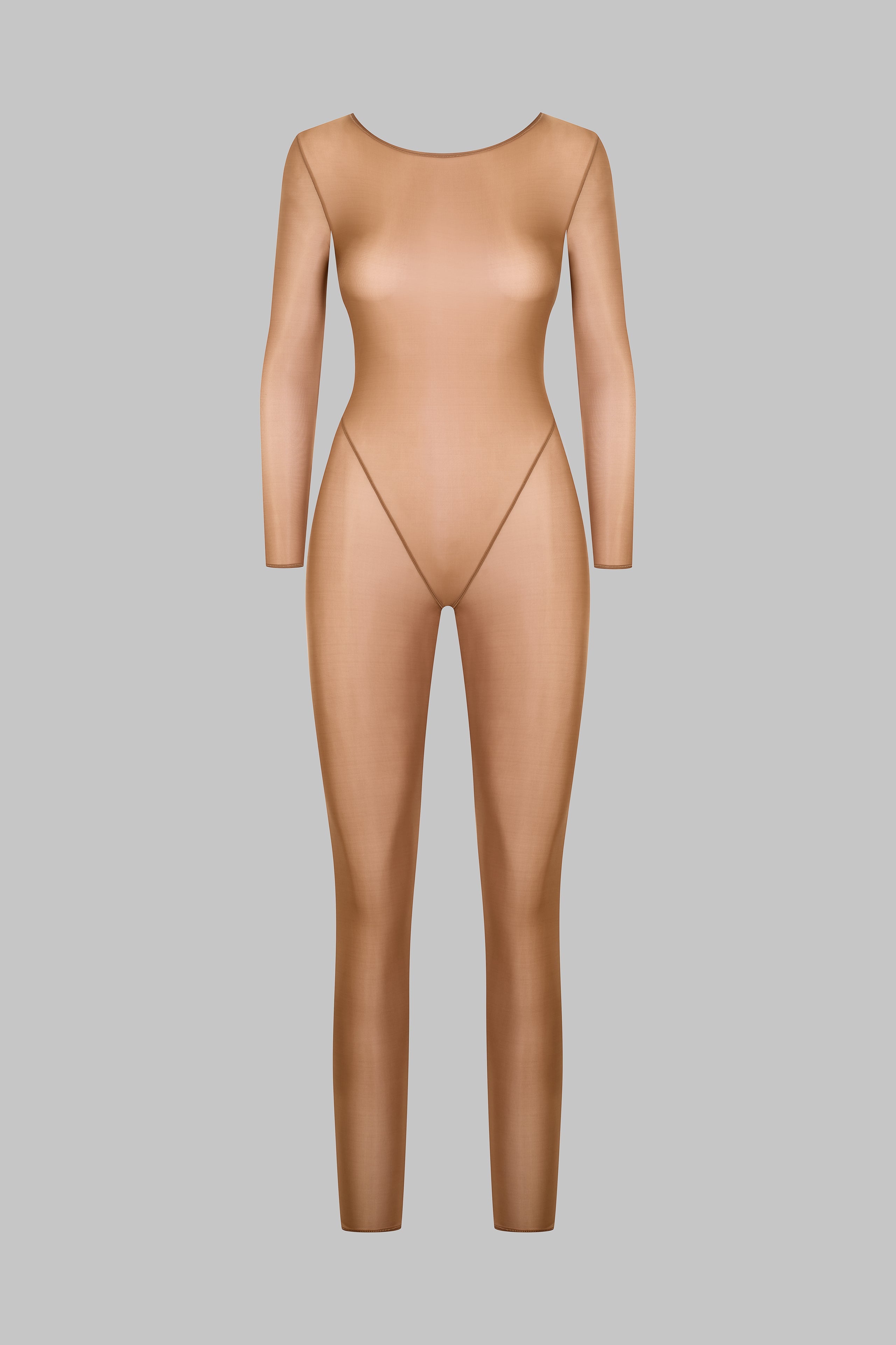 Open Back Long Sleeve Jumpsuit - French Kiss Light