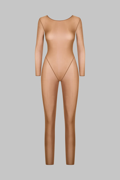 Open Back Long Sleeve Jumpsuit - French Kiss Light