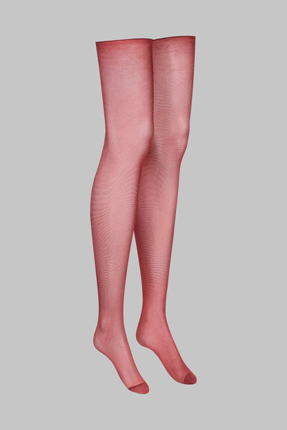 Cut and curled stockings 20D - Burgundy - LEGWEAR