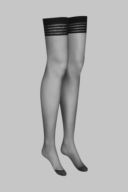Striped garter stockings - 20D - LEGWEAR