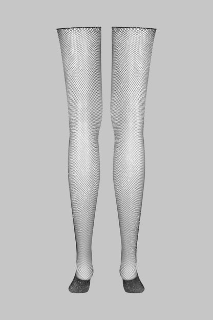 Lurex fishnet cut and curled stockings - LEGWEAR