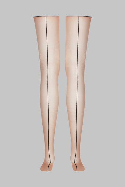 Cut and curled back seamed stockings - 20D - LEGWEAR