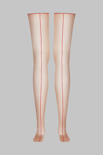 Cut and curled back seamed stockings - 20D - LEGWEAR
