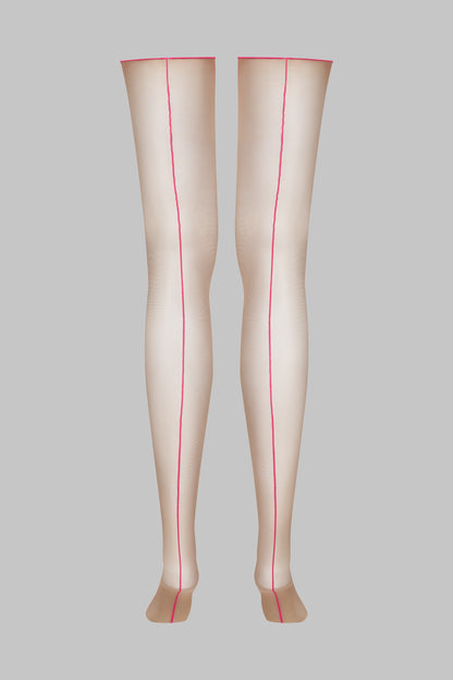 Cut and curled neon seamed stockings - 20D - LEGWEAR