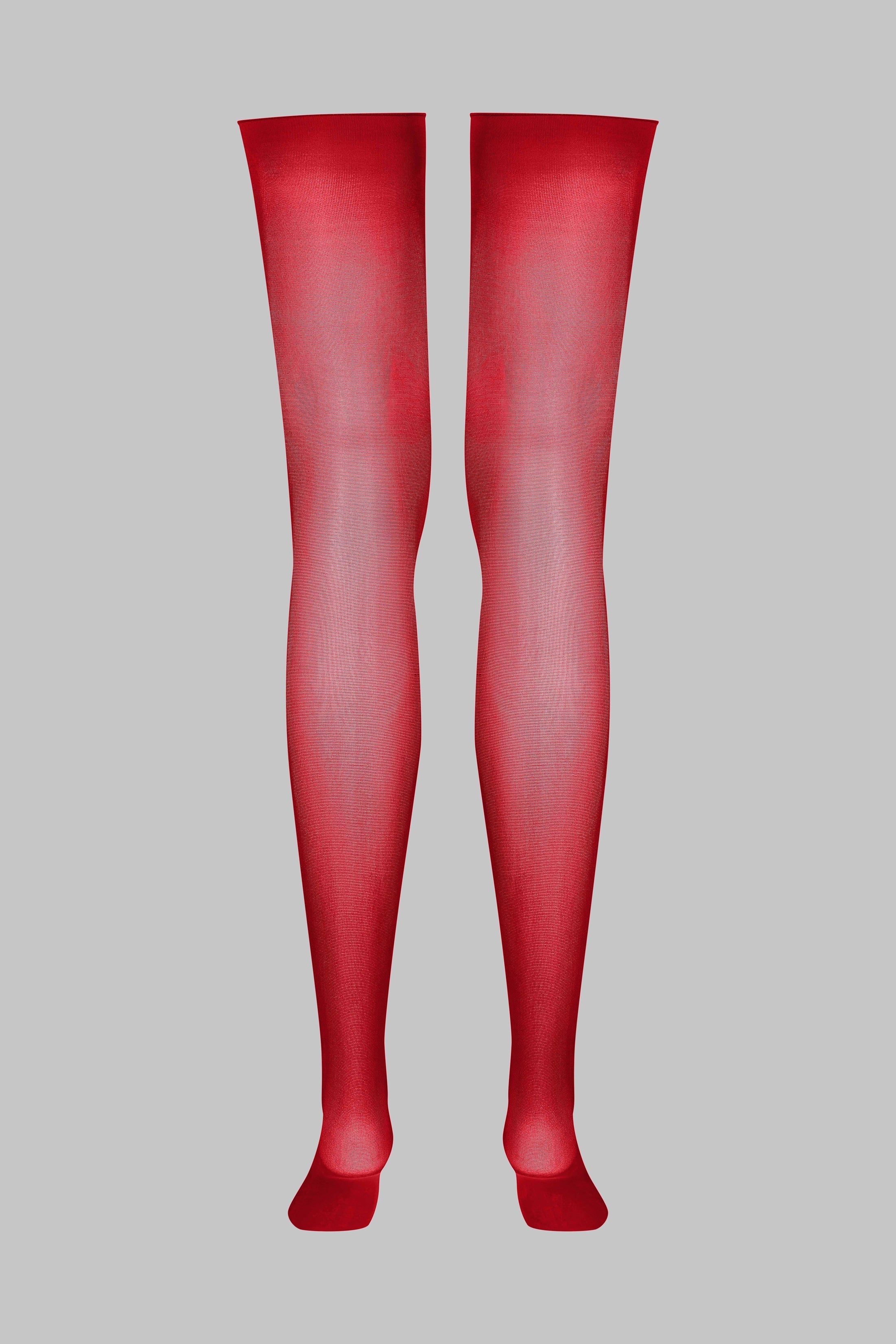 Cut and Curled Stockings 40D - Red - LEGWEAR