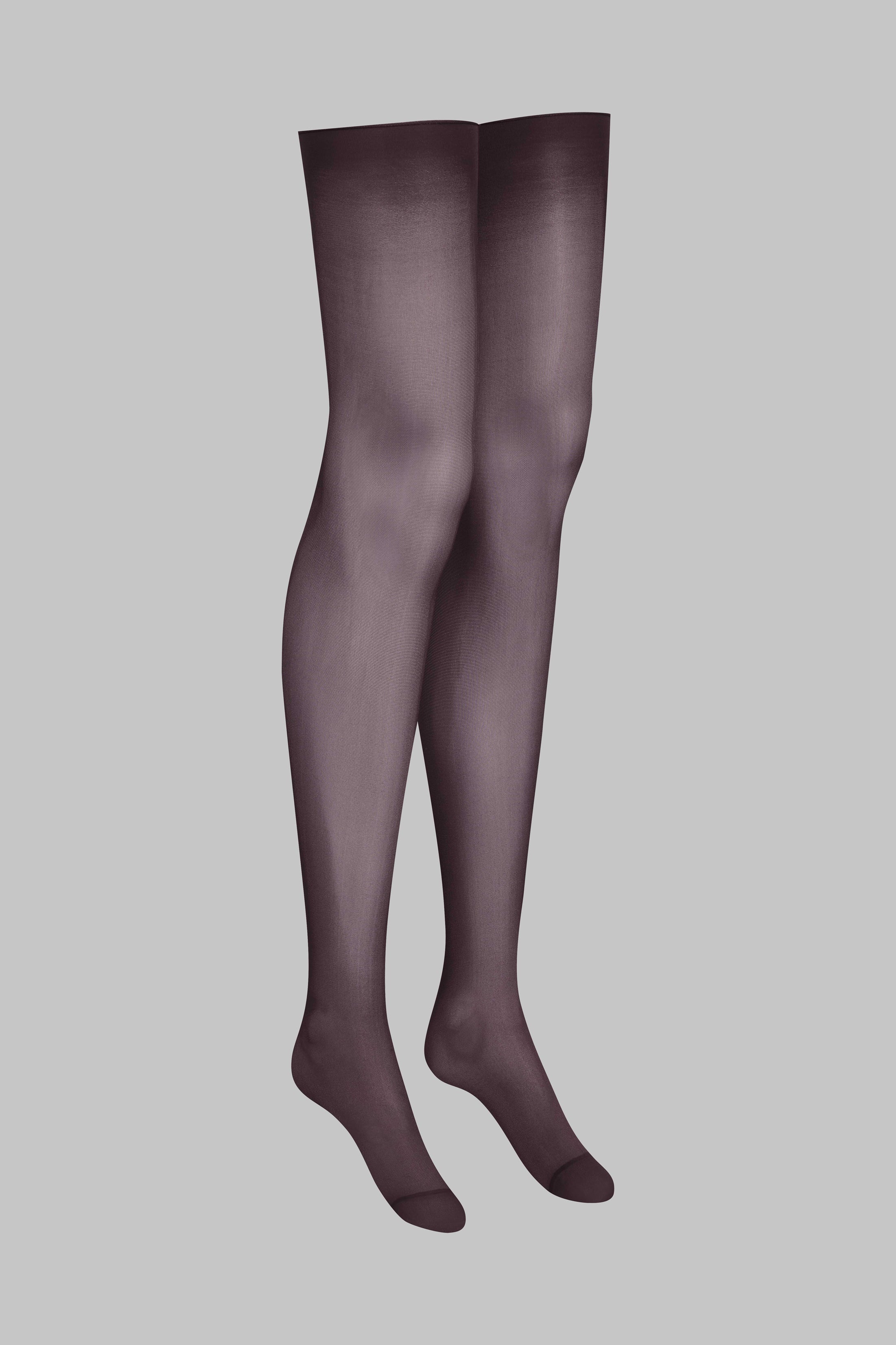 Cut and Curled Stockings 40D - Brown - LEGWEAR